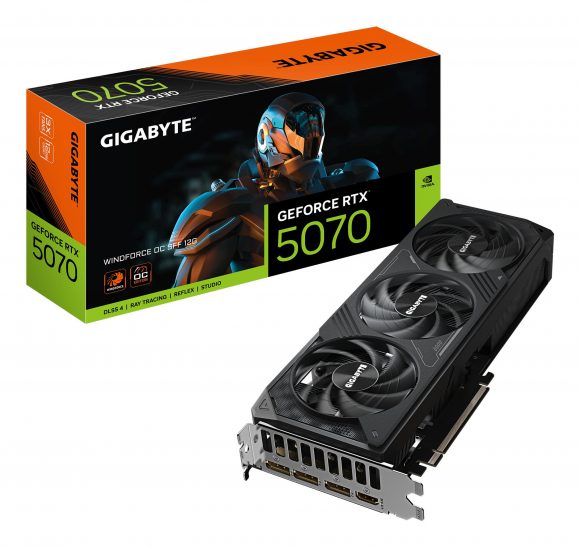 Graphics Card|GIGABYTE|NVIDIA GeForce RTX 5070|12 GB|GDDR7|192 bit|PCIE 5.0 16x|GPU 2542 MHz|Triple slot Fansink|1xHDMI|3xDisplayPort|GV-N5070WF3OC-12GD