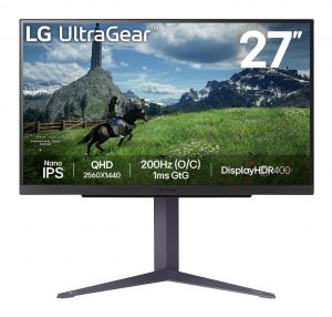LCD Monitor|LG|27 in.|Panel IPS|2560x1440|16:9|180Hz|1 ms|Pivot|Height adjustable|Tilt|Colour Black|27GS85Q-B
