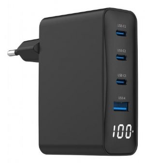 CHARGER USB 100W 4PORT GAN/TA-UC-PDQC100LCD-01-BK GEMBIRD