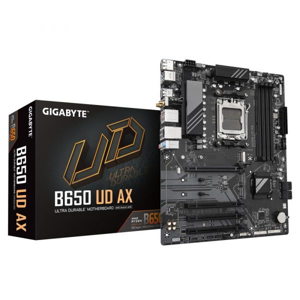 Mainboard GIGABYTE AMD B650 SAM5 ATX Memory DDR5 Memory slots 4 1xPCI-Express 16x 3xPCI-Express 3.0 16x 3xM.2 1xHDMI 1xDisplayPort 6xUSB 2.0 2xUSB 3.2 1xUSB-C 1xRJ45 3xAudio port B650UDAX1.0Y1