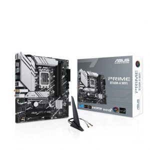 Mainboard ASUS Intel B760 Express LGA1700 Micro-ATX Memory DDR5 Memory slots 4 3xPCI-Express 4.0 16x 2xM.2 2xHDMI 1xDisplayPort 4xUSB 2.0 2xUSB 3.2 1xPS/2 1xRJ45 3xAudio port PRIMEB760M-AWIFI