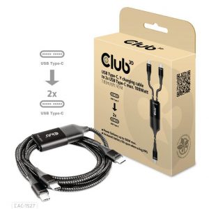 CABLE USB-C TO 2XUSB-C 1.83M/M/M CAC-1527 CLUB3D