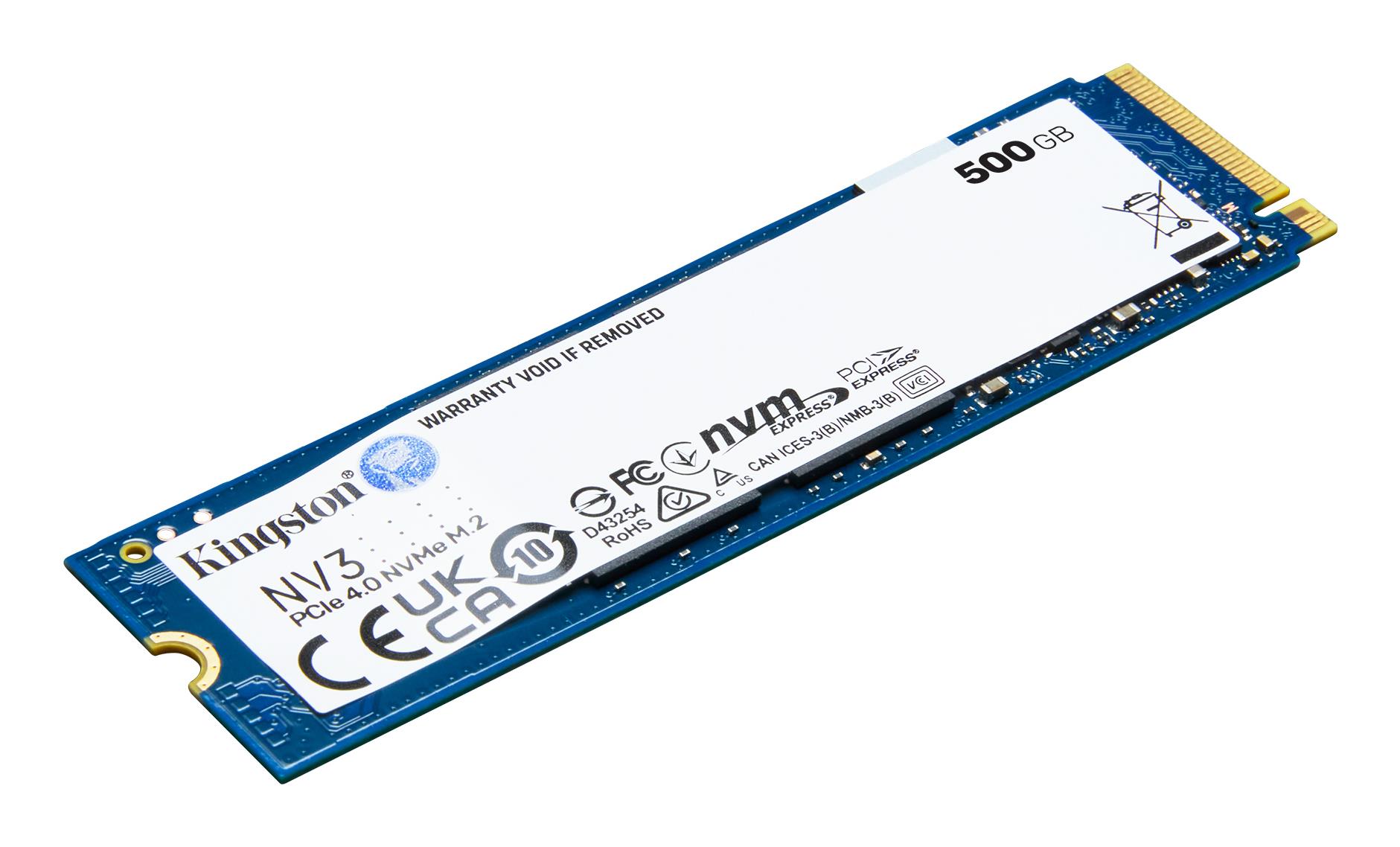 SSD|KINGSTON|NV3|500GB|M.2|PCIE|NVMe|3D NAND|Write speed 3000 MBytes/sec|Read