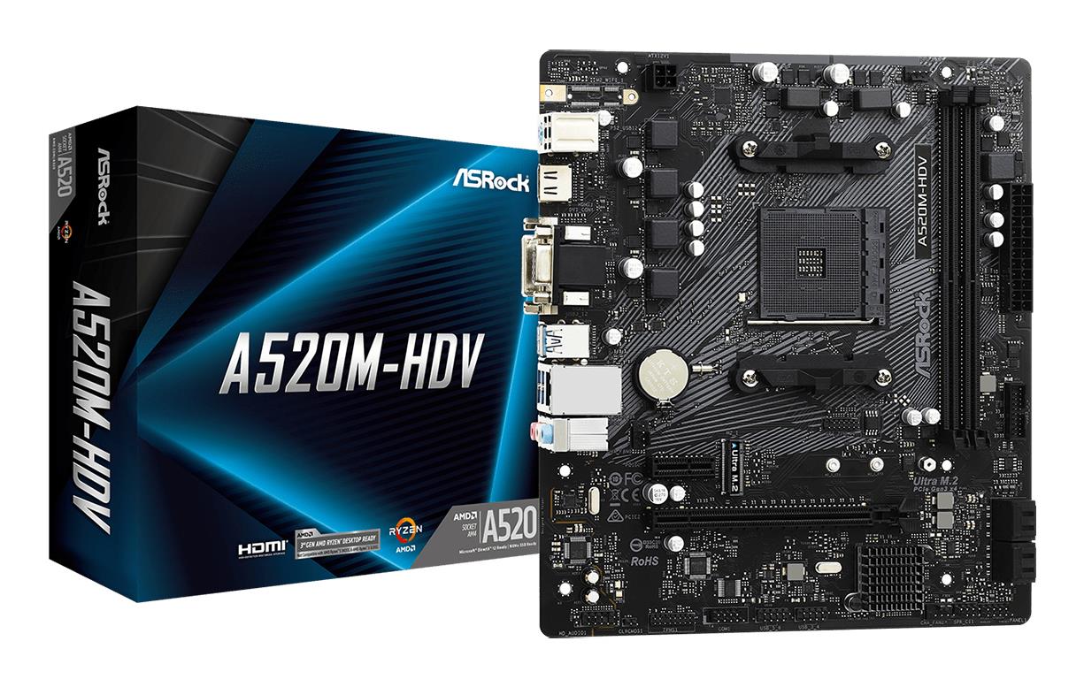 Mainboard|ASROCK|AMD A520|SAM4|Micro-ATX|Memory DDR4|Memory slots 2|1xPCI-Express 3