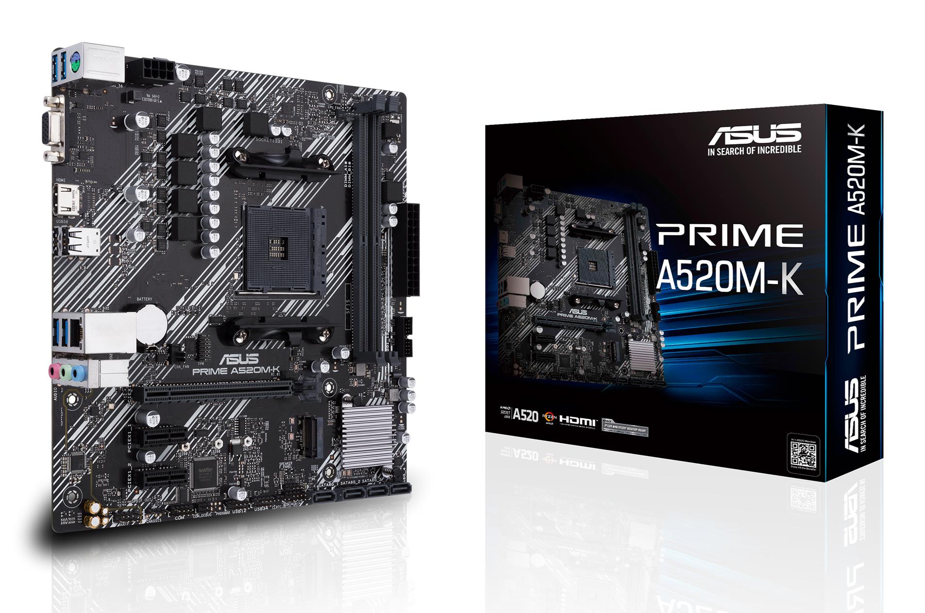 Mainboard|ASUS|AMD A520|SAM4|MicroATX|2xPCI-Express 3.0 1x|1xPCI-Express 3