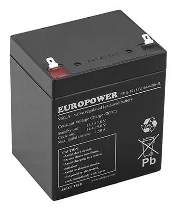 BATTERY 12V 5AH VRLA/EP5-12T2 EUROPOWER EMU