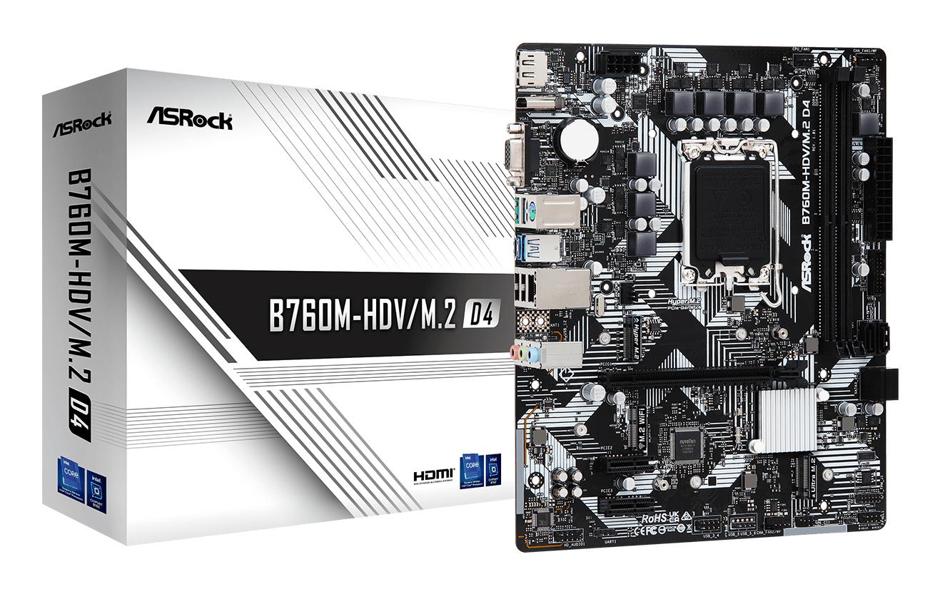 Mainboard|ASROCK|Intel B760 Express|LGA1700|Micro-ATX|Memory DDR4|Memory slots 2|2xPCI-Express