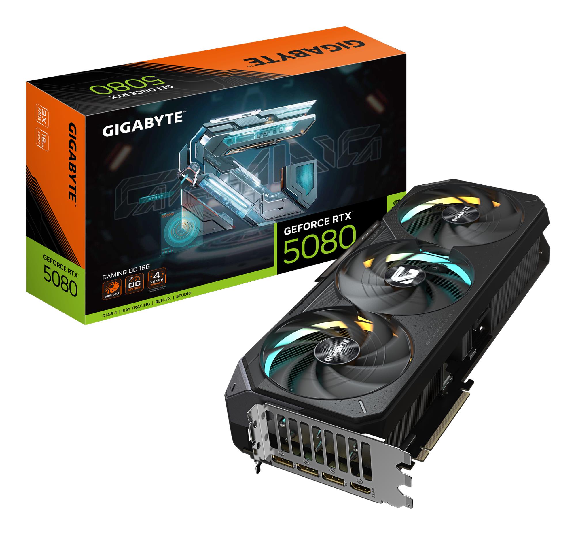 Graphics Card|GIGABYTE|NVIDIA GeForce RTX 5080|16 GB|GDDR7|256