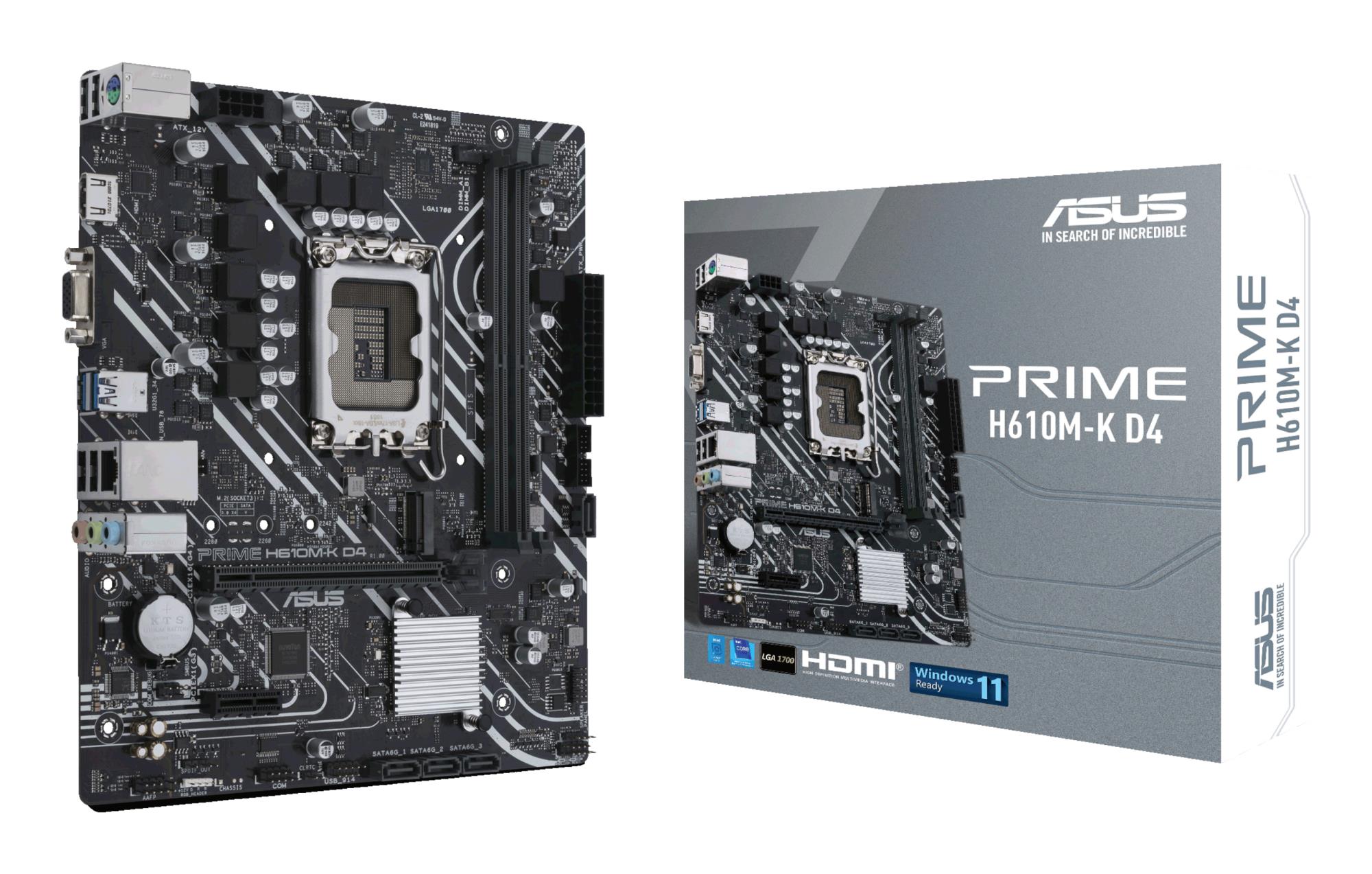 Mainboard|ASUS|Intel H610|LGA1700|MicroATX|Memory DDR4|Memory slots 2|1xPCI-Express 3